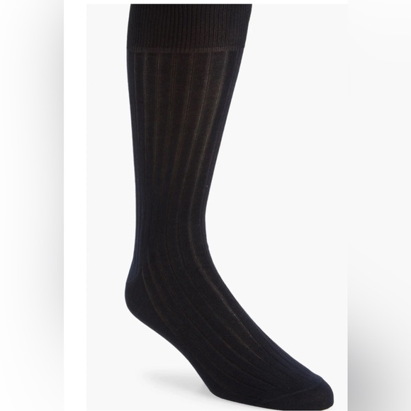 NORDSTROM MEN’S RIBBED MERCERIZED COTTON DRESS SOCKS Knee High Navy Blue Pick SZ - Picture 1 of 5
